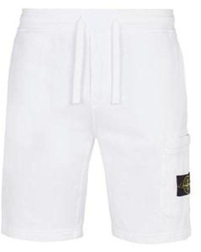 Stone Island Fleece Bermuda Shorts Cotton - White
