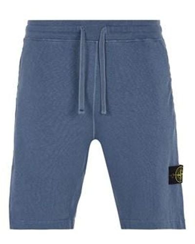 Stone Island Fleece Bermuda Shorts Cotton - Blue