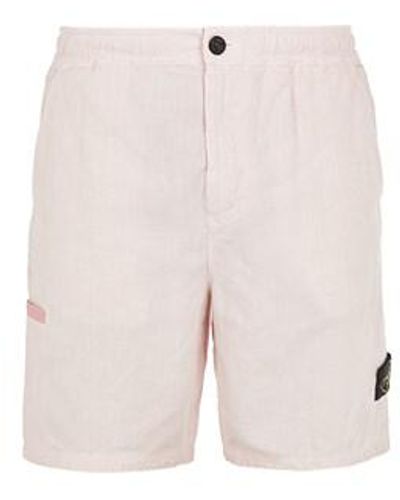 Stone Island Bermuda Shorts Linen, Polyamide - White