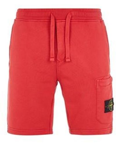 Stone Island Fleece Bermuda Shorts Cotton - Red