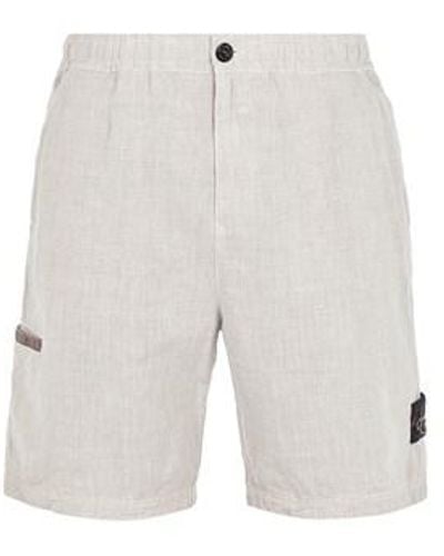 Stone Island Bermuda Shorts Linen, Polyamide - White