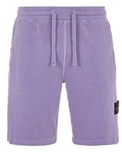 Stone Island Fleece Bermuda Shorts Cotton - Purple