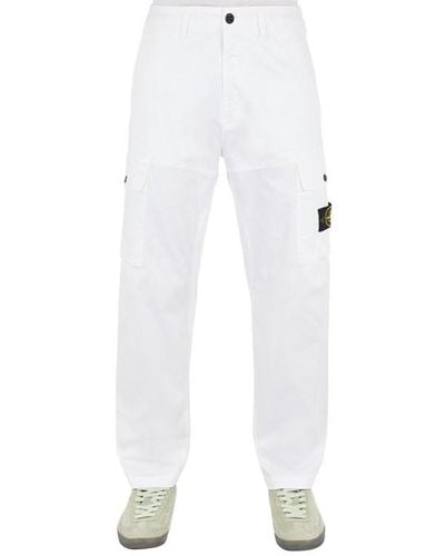 Stone Island Trousers Cotton, Elastane - White