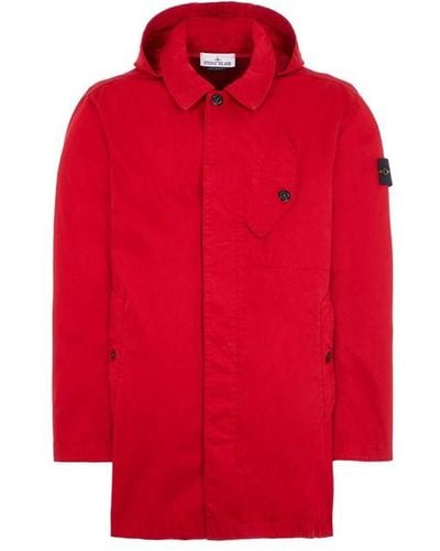 Stone Island Long Jacket Cotton - Red