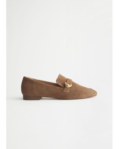 & Other Stories Suede Croissant Pendant Loafers - Brown