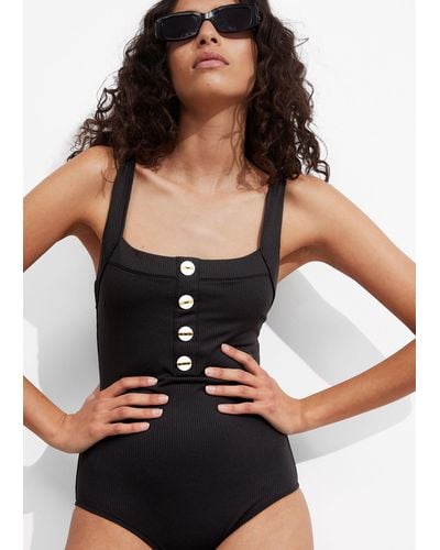 & Other Stories Button-detailed Swimsuit - Black
