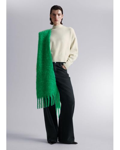 & Other Stories Large Mohair-blend Scarf - Green