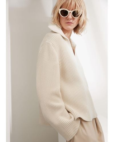 & Other Stories Oversized Collared Sweater - Natural