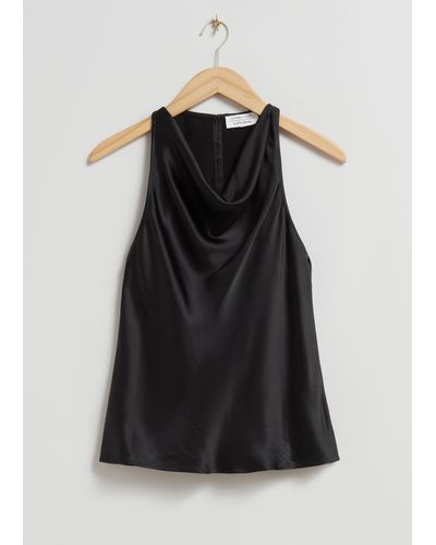 & Other Stories Draped Front Top - Black