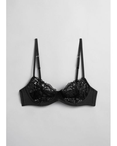 & Other Stories Floral Lace Underwire Bra - Black
