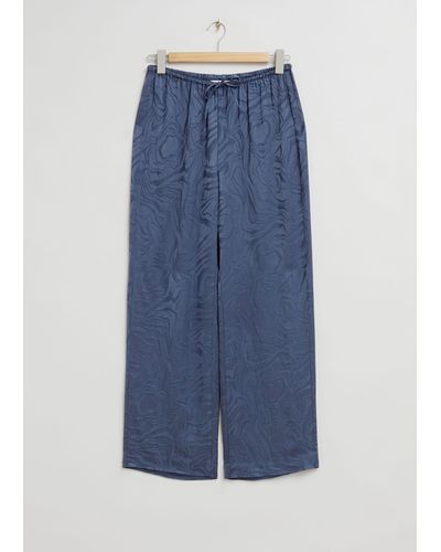 & Other Stories Jacquard Patterned Drawstring Trousers - Blue