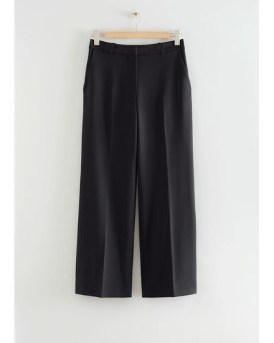 & Other Stories Mid-waist Straight Leg Trousers - Black