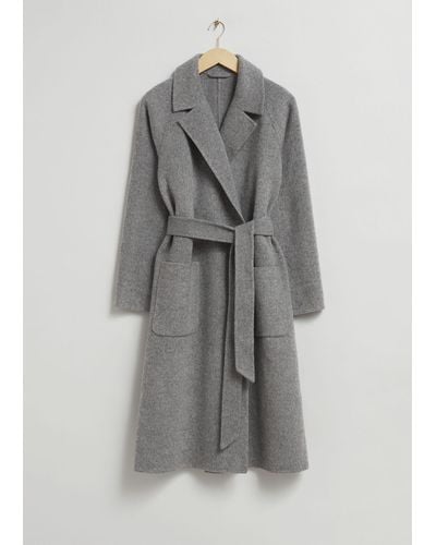 & Other Stories Patch Pocket Belted Coat - Grey