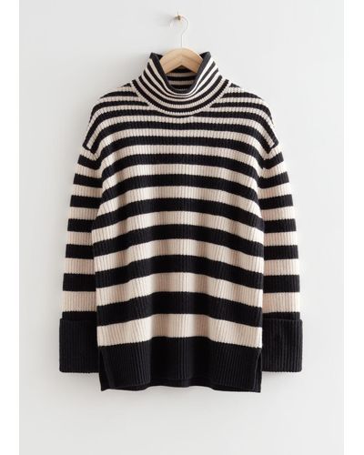 & Other Stories Oversized Turtleneck Knit Sweater - White