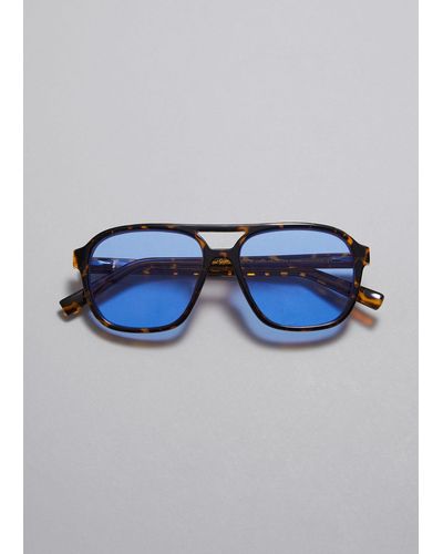& Other Stories Aviator-frame Sunglasses - Blue