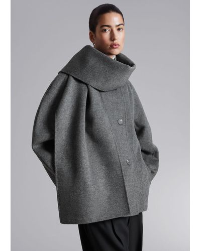 & Other Stories Wool Scarf Jacket - Gray
