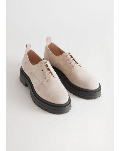 & Other Stories Chunky Suede Derby Shoes - Natural