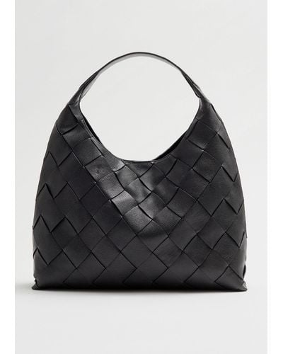 & Other Stories Braided Leather Tote - Black