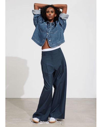 & Other Stories Wide Tailored Trousers - Blue