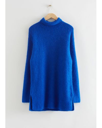 & Other Stories Oversized Knitted Turtleneck Jumper - Blue