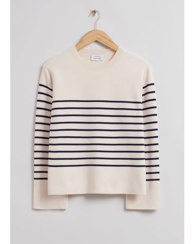& Other Stories Boxy Nautical Striped Sweater - Natural