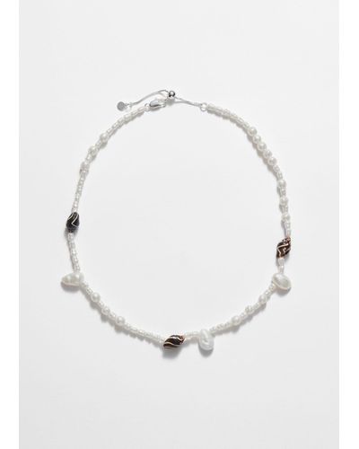 & Other Stories Seashell-tipped Pearl Necklace - White