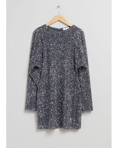& Other Stories Sequin Mini Dress - Gray