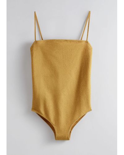 & Other Stories Strappy Glitter Swimsuit - Metallic