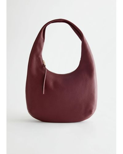 & Other Stories Grainy Leather Shoulder Bag - Red