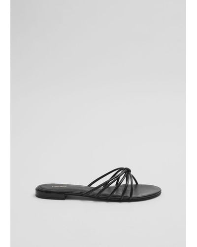 & Other Stories Strappy Leather Slides - Natural