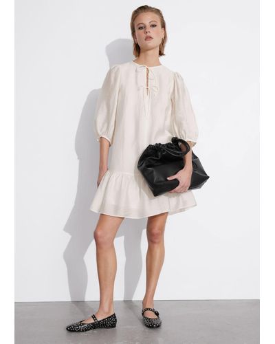 & Other Stories Loose-fit Puff Sleeve Dress - White