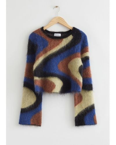 & Other Stories Swirly Jacquard Mohair Jumper - Blue