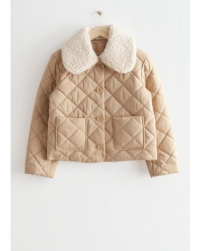 & Other Stories Quilted Removable Collar Jacket - Natural