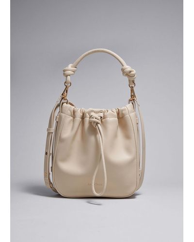 & Other Stories Knotted Leather Bucket Bag - Natural