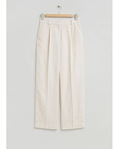 & Other Stories Wide Linen Trousers - White