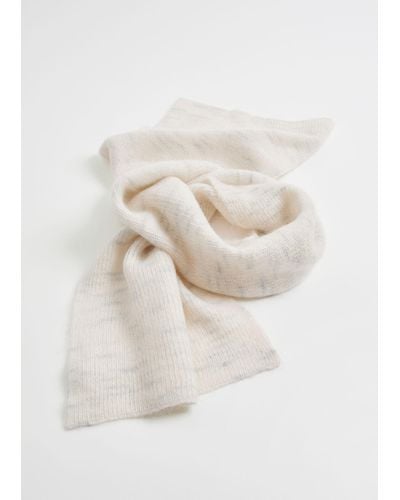 & Other Stories Mohair Blend Marled Scarf - White