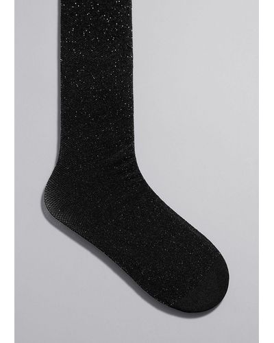 & Other Stories Glitter Fishnet Tights - Black