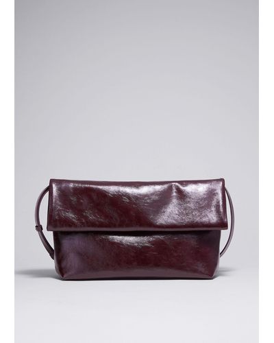 & Other Stories Folded Patent-leather Clutch - Purple