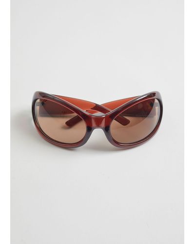 & Other Stories Bold Wraparound Sunglasses - Pink