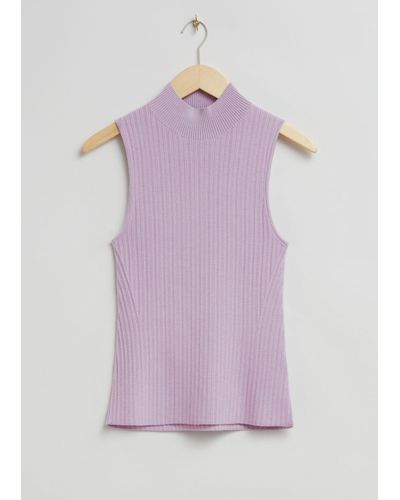& Other Stories Sleeveless Mock Neck Top - Blue