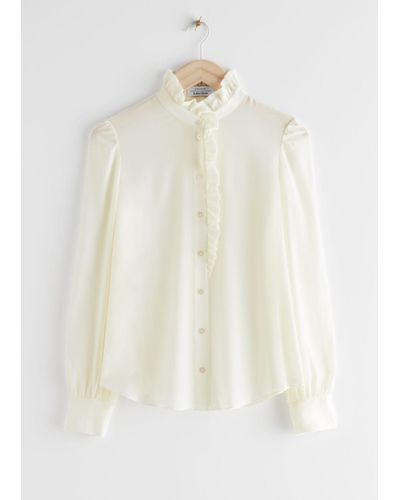 & Other Stories Ruffled Mulberry Silk Blouse - White
