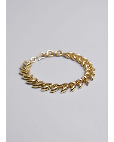 & Other Stories Leaf Chain Bracelet - Metallic
