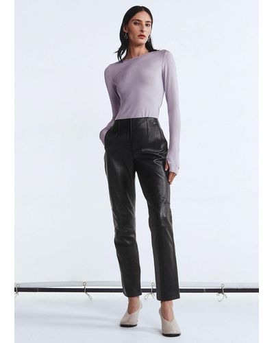 & Other Stories Cropped Leather Trousers - White