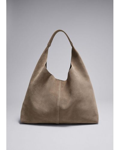& Other Stories Classic Suede Tote - Grey