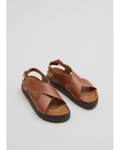 & Other Stories Criss-cross Leather Sandals - Brown
