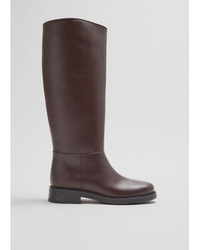 & Other Stories Leather Riding Boots - Brown