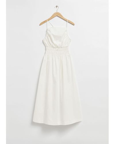 & Other Stories Flared Babydoll Midi Dress - White