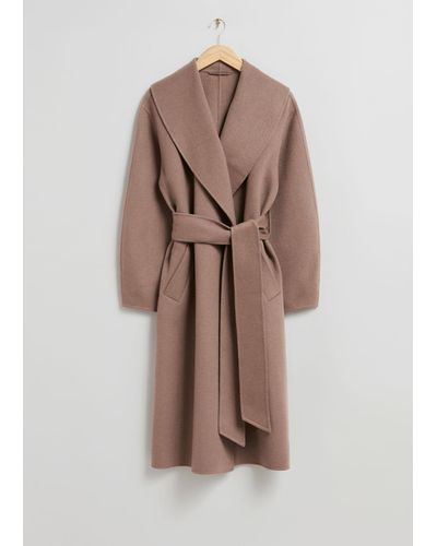 & Other Stories Oversized Shawl Collar Coat - Multicolor