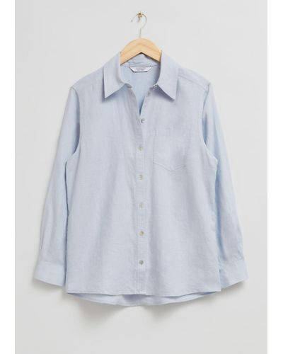 & Other Stories Patch-pocket Linen Shirt - White