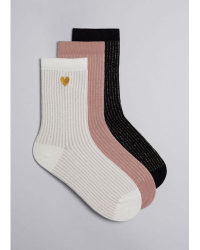 & Other Stories 3-pack Heart Socks Gift Set - White